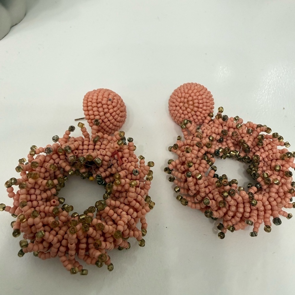 Elegant Beaded Hoop Earrings - Picture 2 of 5